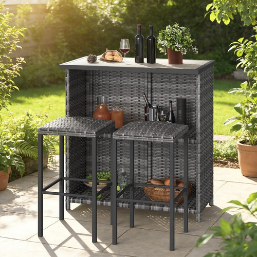 3tlg barset bartisch rattan - barset,